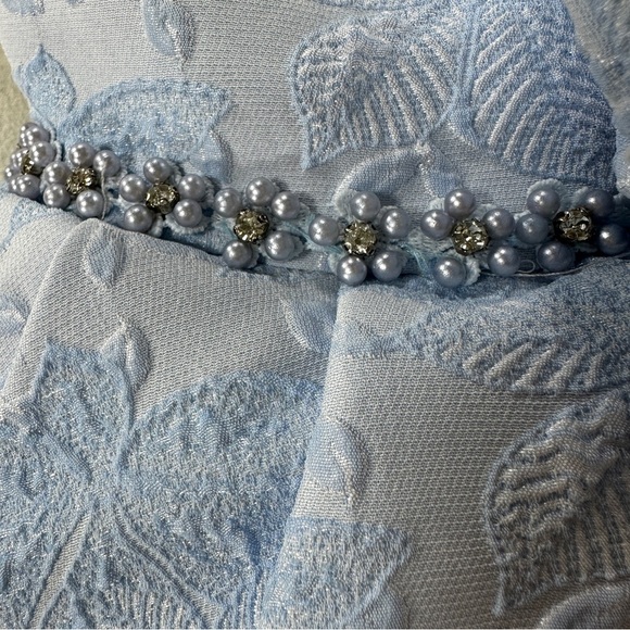 Gold Kids Elegant Blue Dress-Bow Embroidered Brocade Tulle Sz 2-3 Years/98 (3T) - Picture 3 of 14